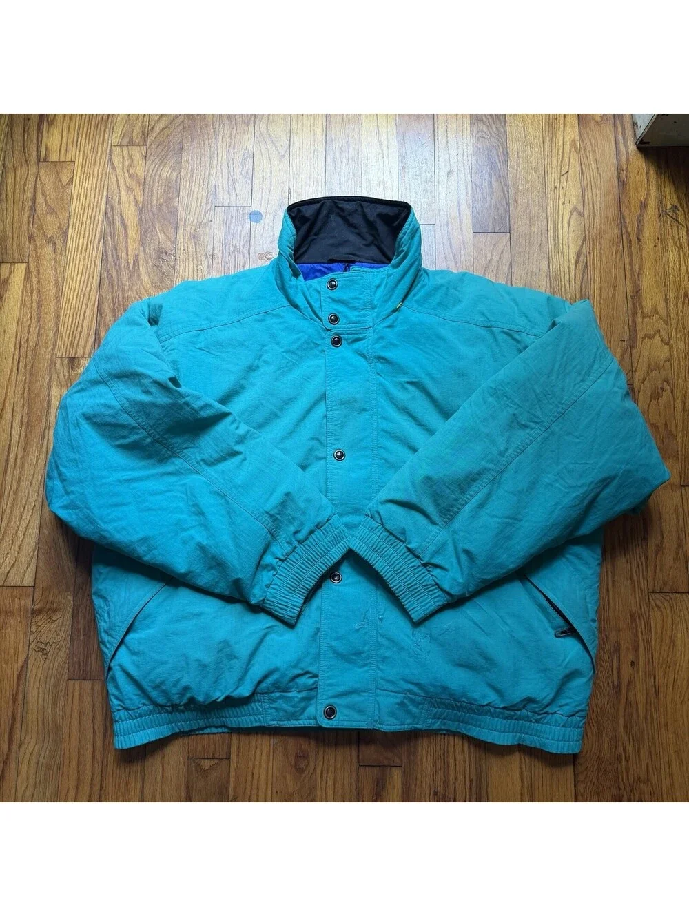 VTG 90s Eddie Bauer Ridge Line Bomber Goose Down Coat Men XL Teal Blue  READ!
